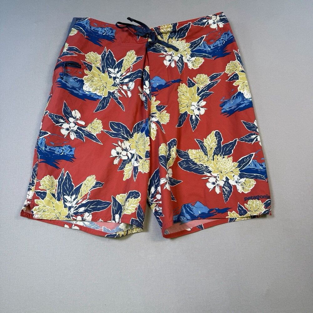 Men's Patagonia Stretch Planing Board Shorts Hawaiian Floral Red Size 32